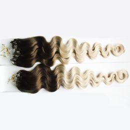 Body Wave Micro Loop Human Hair Extension Blonde Remy Coloured Hair Locks 18-24'' Micro Bead Hair Extensions 1g/strand 200g