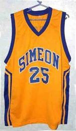 Derrick Rose #25 Simeon High School Yellow Blue White Retro Basketball Jersey Men's Ed Custom Number Name Jerseys Sold by Yufan5