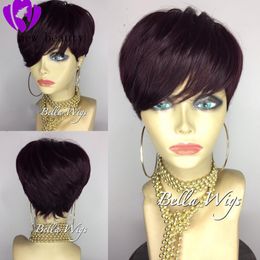 Rihanna style Short Bob Pixie cut For Black Women Pre Plucked Remy Brazilian Glueless lace front human hair Wigs