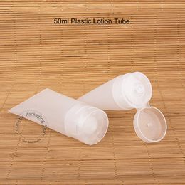 pvc lids UK - 50pcs Lot Wholesale 50g Plastic Lotion Bottle PVC Facial Cream Tube 50ml PP Lid Container Refillable Pot Emulsion Packaging
