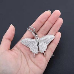 Fashion-butterfly pendant necklaces for men women luxury designer pink bling diamond animal pendants gold chain necklace couple jewelry