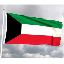 Kuwait Flag 0.9x1.5m Custom 3x5ft KW KWT KUW National Country Flags of The State of Kuwait Polyester Printing, free shipping