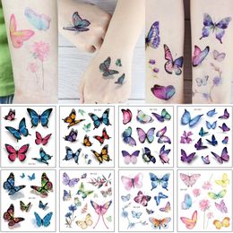 15x105cm Rh 3d Arm Tattoo For Woman Girl Colorful Angel Butterfly Flower Grass Decal Temporary Waterproof Body Neck Hand Art Tattoo Sticker