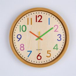 12 Inch Silent Colourful Number Kids Wall Clock Large Decorative Non ticking Wall Clock Vintage Style Battery Operated Living Room Home Decor