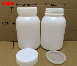 20pcs 300ml White Color HDPE Round Wide Mouth Bottle, Sample Jars, Powder Storages, Pills Containers With Screw Caps And Inner Lids