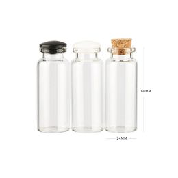 15ml Vials Clear Glass Bottles with Silicone Corks Mini Glass Empty Bottle Small 60x24mm(HeightxDia) Cute Craft Weddings Wish Bottles