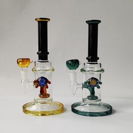 Unique Thick Glass Bong Oil Dab Rigs Straight Tube Showerhead Percolator Bongs Heady Glass Water Pipes 14mm Joint With Bowl