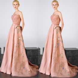 Elegant Strapless Evening Dresses Unique Design Sleeves Two Pieces Prom Gowns Floor Length Applique Women Dresses