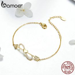 Wholesale-Silver Love on String Heart & Infinity Chain Bracelets & Bangles Women Silver Jewelry Anniversary birthday Gift