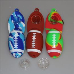 Silicone Pipe Smoking Accessories Glass Pipes Funny football Glass Smoke Pipe Heady tobacco Hand pipe DHL free