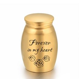 Forever in My Heart Customise Three Rose Flowers Engraving Metal Cremation Ash Urn Family Keepsake 16x25mm