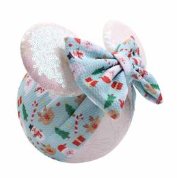 Cartoon Sequined Mouse Ears Headband Sequins Bow Headwrap Elastic Bowknot Hairbands Hair Bows Baby Wide Halloween Hairband Christmas