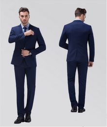 Navy Blue Groom Tuxedos Notch Lapel Centre Vent Men Wedding Dress Excellent Men Business Prom Blazer 3 Piece Suit(Jacket+Pants+Tie+Vest)1010