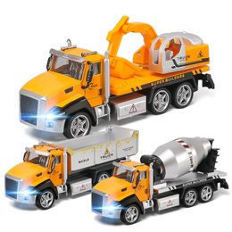 LD Diecast Alloy Engineering Vehicle Model Toy, Excavator, Dump Truck, Concrete Truck, Sound& Lingts, Pull Back, Xmas Kid Birthday Gift,6617