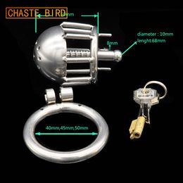 Chaste Bird New Stainless Steel Male Chastity Device With Cock Cage Virginity Lock Penis Ring Penis Lock Cock Ring A220 Y19070602