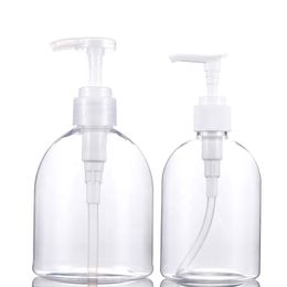 In Stock 300ml 500ml Clear PET Plastic Hand Sanitizer Bottles Empty Plastic Pressure Pump Bottles For Disinfection Water Shampoo