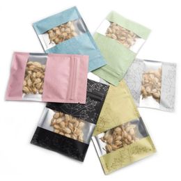 8x12cm Self Seal Zip Aluminum Foil Bag with Clear Window Resealable Mylar Foil Pouches For Candy Coffee Tea Smell Proof Storage Bags