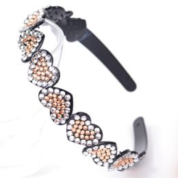 Women Crystal Rhinestone Headband Hair Alice Bands Plastic Heart-shape Accessory AU98