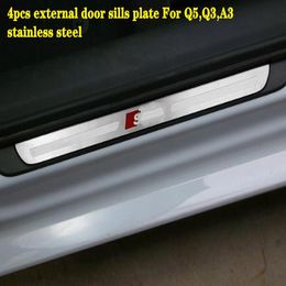 High quality stainless steel 4pcs car door sills scuff protective plate,pedal decorative plate,Threshold protection bar For Audi Q5,Q3,A3