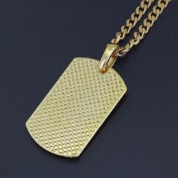 Fashion-Hop Necklace Jewelry Full Rhinestone Iced Out Dog Tag Pendant Gold Necklace For Men