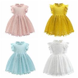 Kids Designer Clothes Girls Dresses Tassel Lace Princess Dresses Solid Hollow Dress Party Summer Dress Dance TUTU Casual Fashion Dress C6109