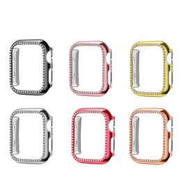 Diamond Watch Cover Luxury Bling Crystal PC Cover for Apple Watch Case for iWatch Series 4 3 2 1 Case 42mm 38mm single row Band