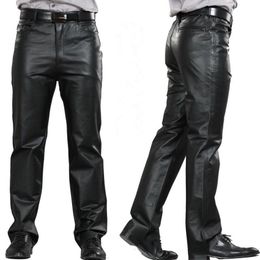 -M-7xl Plus Größe Mode Lederhosen Motorradhosen Männer echte Leder gerade Männer Flat Reißverschluss regelmäßig