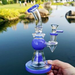 7 Inch Heady Glass Bong Hookahs Purple Green Water Pipes Showerhead Perc Pyramid Design Oil Dab Rigs 14mm Female Joint With Bowl XL275