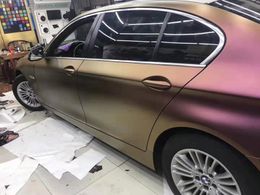 Chameleon Matt Satin Metallic Red Gold Vinyl Car Wrap Foil With Air Release Sticker Truck Car Wrapping Covers