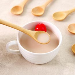 Wooden Spoon Ecofriendly Tableware Soup Scoop Coffee Honey Tea Round Head Wooden Spoon Stirrer High-quality 500pcs T1I2020