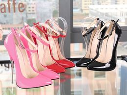 Patent Ladies Leather Shipping Free CM Stiletto Metal High Heel Pillage Pointed Toes Sexy Party Wedding Dress SHO