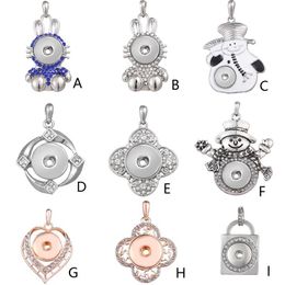 Crystal Snowman Snap Button Pendant Accessories Jewelry DIY 18mm Ginger Snap Jewelry Necklace for women Christmas Gift