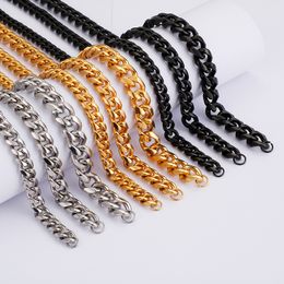 KS107415-Z brand new 9mm 24 inch (60cm) Gold/silver/black stainless steel smooth curb link chain necklace for mens Cool Holiday gifts bling
