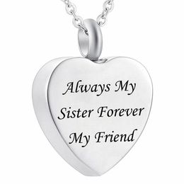 Round/Heart Pendant Cremation Jewellery Necklace with Funnel Filler Kit Ashes Keepsake Memorial Necklace - always my sister forever my friend