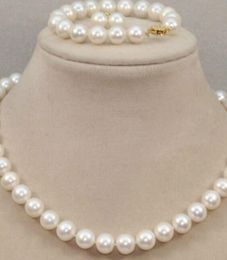 Jewellery Miss charm Jew.655 CLASSIC 10-11mm south sea round white pearl necklace Bracelet Earring Jewellery set