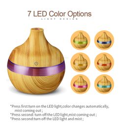 300ml Aroma Essential Oil Diffuser USB Air Humidifier Purifier with Wood Grain 7 Colour Changing LED Lights Novelty Items GGA2180