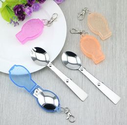 Stainless steel spoon 304 outdoor camping spoon portable folding cutlery triple scoop