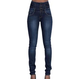 Jeans da donna CALOFE 2021 Pantaloni a matita in denim da donna di alta qualità Vita elasticizzata Skinny Ammorbidente Pantalones da strada