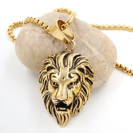 High Quality Mens Jewellery Hip Hop Lion Head Pendant Necklace For Men Luxury Stainless Steel Male Jewellery Friendship Gift