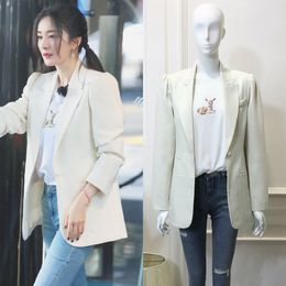 Chamber of Secrets Great Escape The Same Paragraph White Suit Jacket Female Loose Casual Small Suit British Style New Spring and Aut