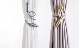 Home decoration curtain accessories leaf metal curtain buckle tie tie curtain ring bedroom tie belt/gold gray lake blue