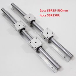 2pcs SBR25-500mm linear guide /rail + 4pcs SBR25UU linear bearing blocks for cnc router parts