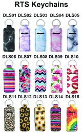 Lipstick Holder Bag Neoprene Wristlet Keychains Marble Printed Chapstick Cover Keyring Wristband Key Ring Wedding Favors Gift 200pcs DW5228