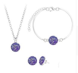 Regali Vendite MODA Elegante design di lusso New Fashion Placcato argento riempito di strass di cristallo colorato Set di gioielli da donna