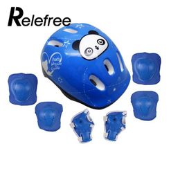 relefree 7 pcs/set Skating Protective Gear Sets Elbow pads Bicycle Skateboard Ice Skating Roller Knee Protector For Kids