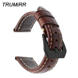 Italian Genuine Leather Watchband 20/22/24/26mm For Panerai Luminor Radiomir Watch Band 316l Stainless Steel Clasp Wrist Strap T190702