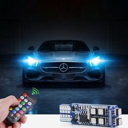 T10 W5W LED Car Bulbs RGB Light With Remote Controller 194 168 Strobe Reading Wedge Atmosphere Lights 12V Decorative Lamp Ford BMW VW