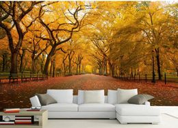 modern wallpaper for living room 3D three-dimensional autumn woods maple leaves landscape background wall painting decorative painting
