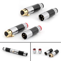 Freeshipping Areyourshop Non Rust Gold Plated Carbon Fiber 3 Pin XLR Conector Connector For Hifi Audio