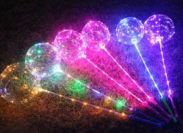 Bobo Ball LED line with Stick handle Wave Ball 3M String Balloons Flashing light Up for Christmas Wedding Birthday Party Decoration SN2738